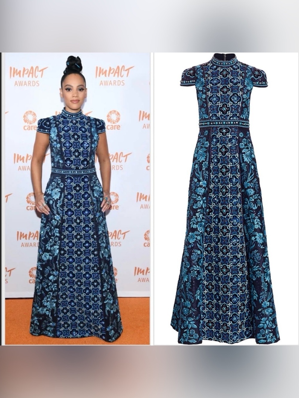 Alice and Olivia "Nidia Azure Blue
Embellished Gown"